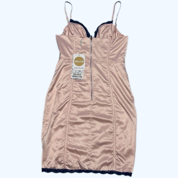 BNWT Oh Polly Too Little Too Lace Underwired Satin Mini Dress in Pink - Picture 7 of 7